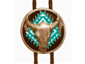 Buffalo Skull Turquoise Indian Bolo Tie