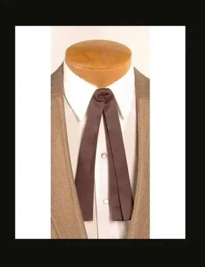 A brown 9" Double Panel Western String Tie USA MADE on a mannequin dummy.