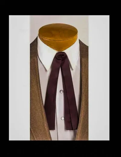 A burgundy 9" Double Panel Western String Tie USA MADE with a double panel on a mannequin.