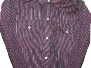 Child pearl snap Burgundy striped western shirt Image