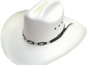 A "Shantung Rider" Black Band 100X Straw Cattleman Cowboy Hat on a white background.