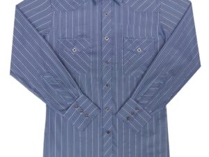 A Men's Cotton Navy Stripe LONG Sleeve Western Shirt.