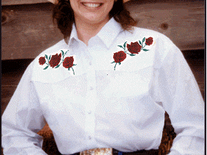 Womens Red Texas Rose White Western Shirt Image