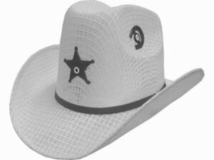 Toddler Tight weave White Cowboy Hat with Start w Elastic
