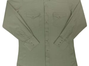 A Mens Sage Green Decorative Stripe Western Shirt on a white background.