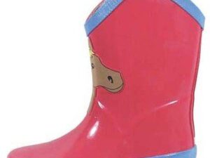 Child hot pink pony rubber boots