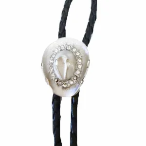 Silver Rhinestone Cowboy Hat Bolo Tie