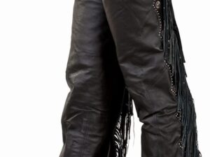 Lady Morgan Silver Studded Black Leather Chaps Image