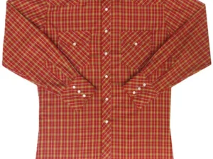 Gold & White Plaid Longsleeve Pearl Snap Mens Western Shirt