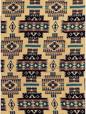 A USA MADE Brown Turquoise Aztec Silk Western Scarf.