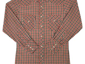 A Mens Navy Red Plaid Pearl Snap Western Shirt.