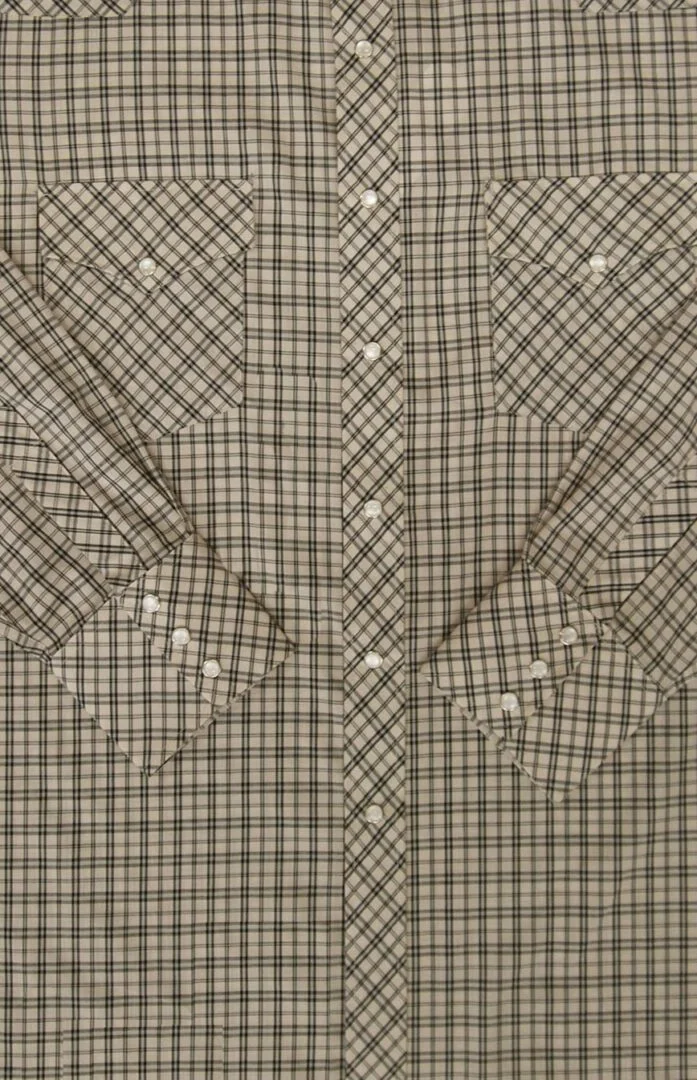 Men's Black and Tan Plaid Pearl Snap Western Shirt 2 Mens tan Plaid Pearl Snap Western Shirt