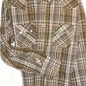 Men's Gold Lurex Chocolate Plaid Western shirt