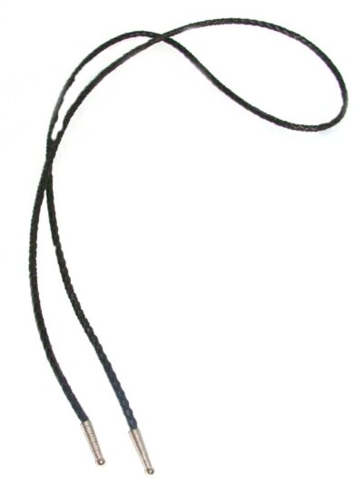 A 36" Black leather Bolo tie String on a white background.