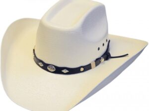 A 50X Shantung 8 Second Crown Straw Cowboy Hat on a white background.