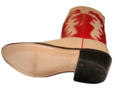 Two tone red leather youth cowboy boots