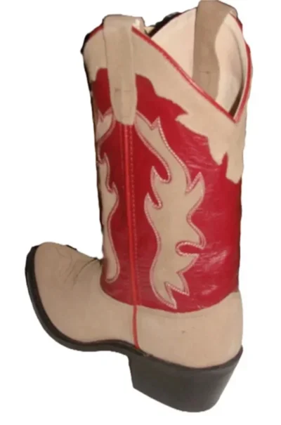 Two tone red leather youth cowboy boots