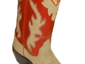 Two tone red leather youth cowboy boots