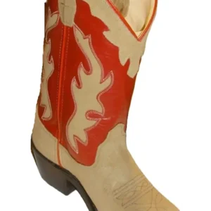 Two tone red leather youth cowboy boots