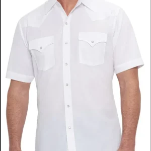mens white western shirt pearl snap short sleeve