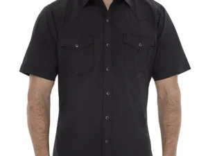 Men's short sleeve pearl snap black western shirt