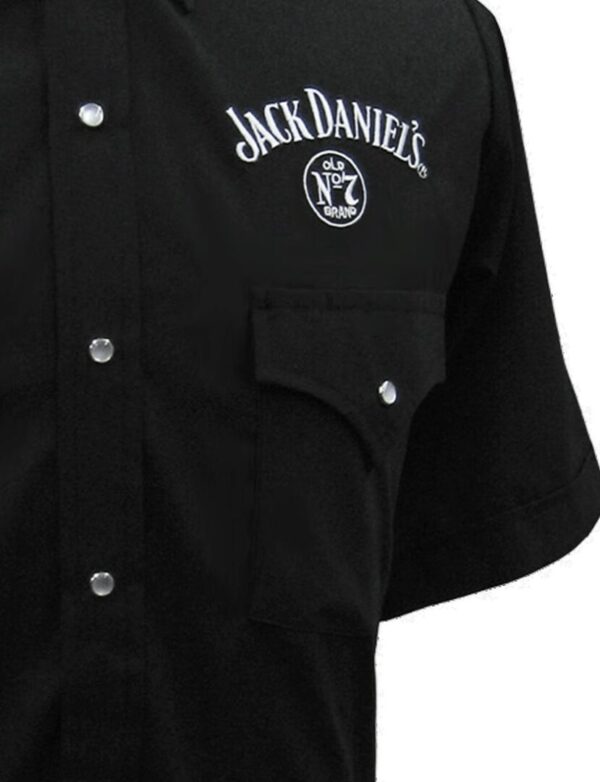Mens Short Sleeve Jack Daniel's Logo Black Western Shirt - black.