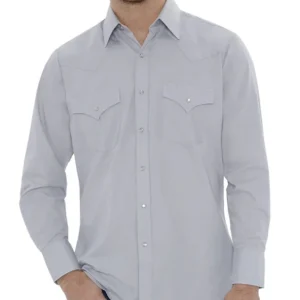 mens gray pearl snap western shirt