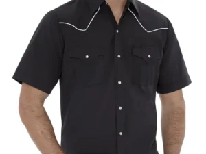 Mens short sleeve piped western shirt