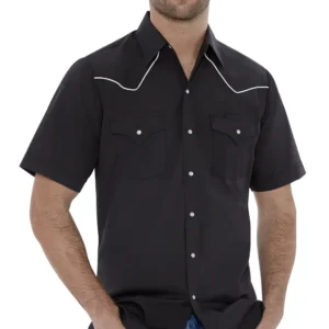 Mens short sleeve piped western shirt