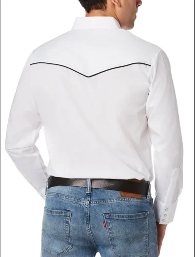 Mens Embroidered White Western Shirt <ul style="list-style: square inside none;"> <li>65% poly, 35% Cotton</li> <li>S- 2XL</li> <li>MATCHING WESTERN SHIRTS</li> </ul> •