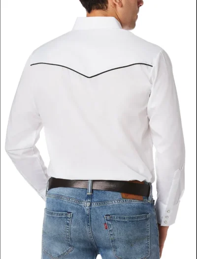 Mens retro sleeve piped western shirt