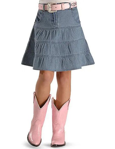 Girls 3 by 4 Length denim western skirt Product Image