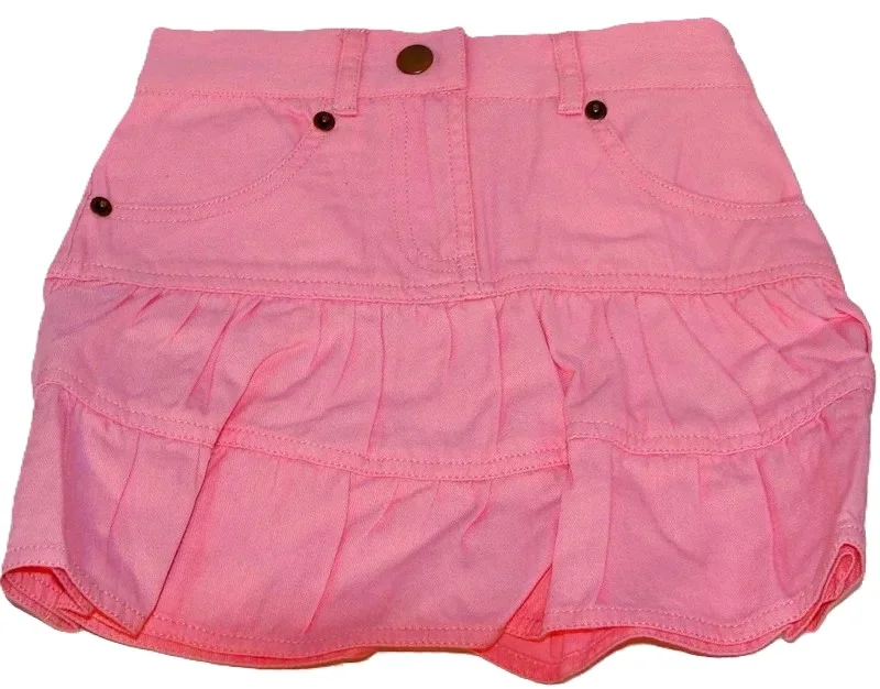 Girls Pink Denim Western Skirt - 3/4 Length with Pockets 1 Girls Pink Denim Western Skirt - 3/4 Length with Pockets