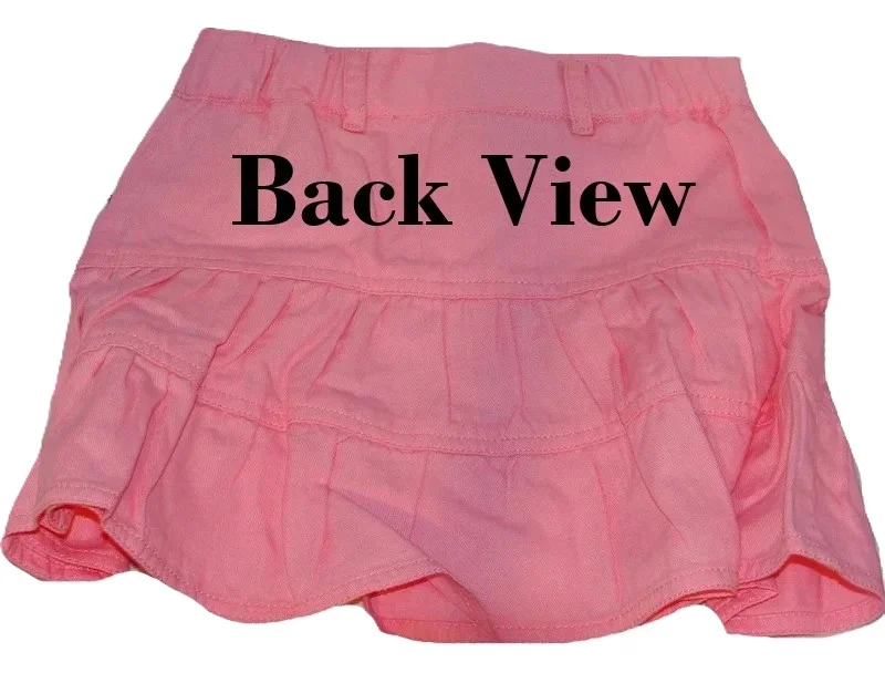 Girls Pink Denim Western Skirt - 3/4 Length with Pockets 2 Girls Pink Denim Western Skirt - 3/4 Length with Pockets