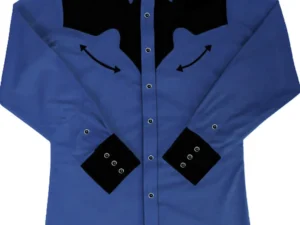 mens twon tone blue retro western shirt