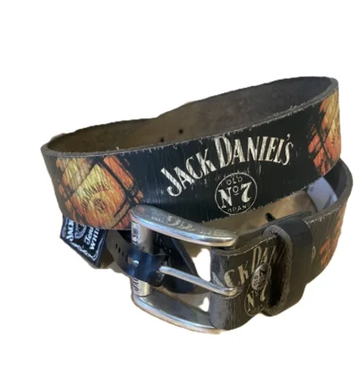 Jack Daniel's barrel image no7 logo leather belt