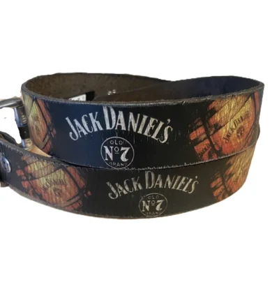 Jack Daniel's barrel image no7 logo leather belt