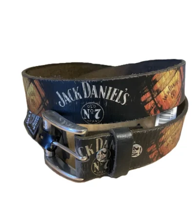 Jack Daniel's barrel image no7 logo leather belt