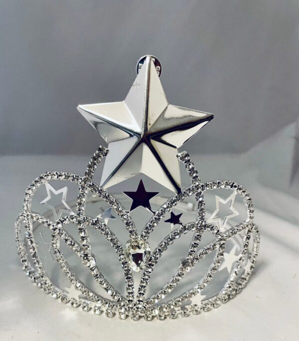 A "North Star" Silver plated Cowgirl hat crown rhinestone tiara with a star on it.
