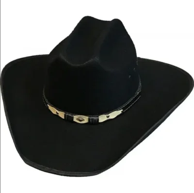 <div class="qsc-html-content"> "Ranger" Faux Wool Adult Black Cowboy Hat <ul> <li>leatherette hat band</li> <li><strong>BRIM: </strong>4"<strong> </strong></li> <li><strong>CROWN</strong>: 3 3/4"</li> <li>S, M, L</li> </ul> </div> <strong>Condition:</strong> New •