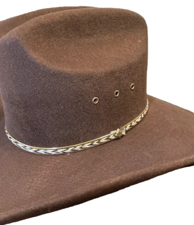 Brown felt cattleman cowboy hat
