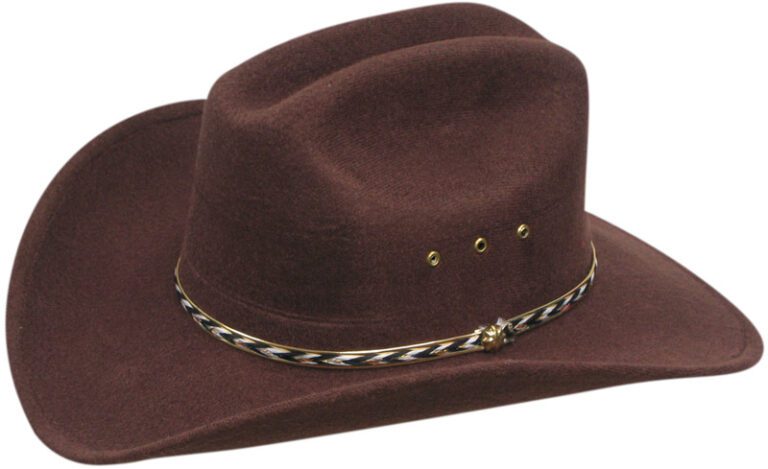 Brown faux felt traditional cowboy hat