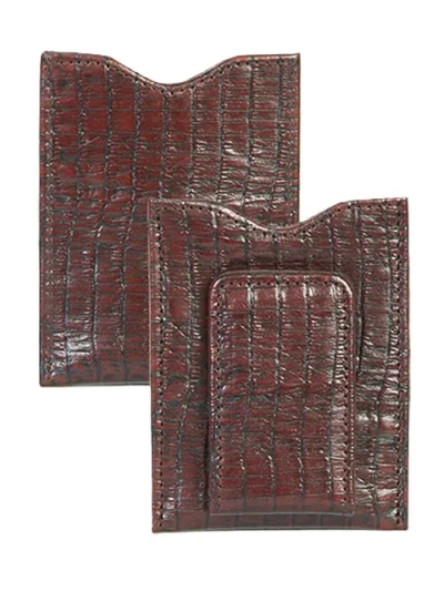 Scully Brown Croc print leather magnetic money clip.