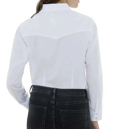 Women's white pearl snap western shirt