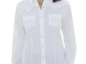 Women's white pearl snap western shirt