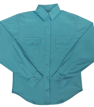 <div class="qsc-html-content"> <strong>*LADIES* Turquoise Longsleeve</strong> western shirt * Pearl snaps * Western yoke * 65% Polyester, 35% Cotton *<strong> SIZE: S to 2XL</strong>   </div> •