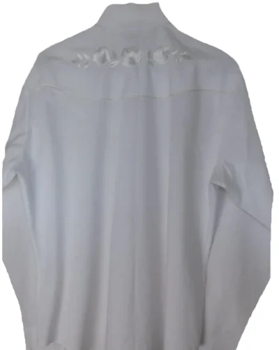 Women's Rose Embroidered Pearl Snap White Western Shirt