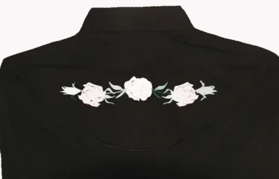 Womens White Rose Black western Shirt