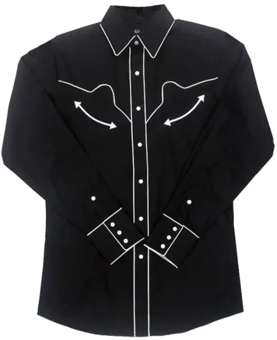 Women's retro pearl snap piped western shirt