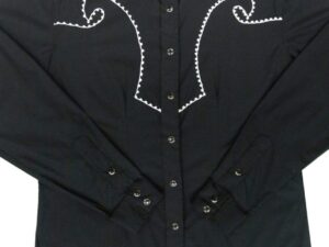 Chain Embroidered Womens Retro Black Western Shirt